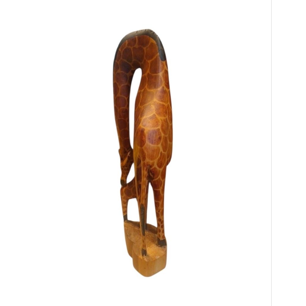 Handcrafted Wooden Giraffe Sculpture - Picture 3 of 8
